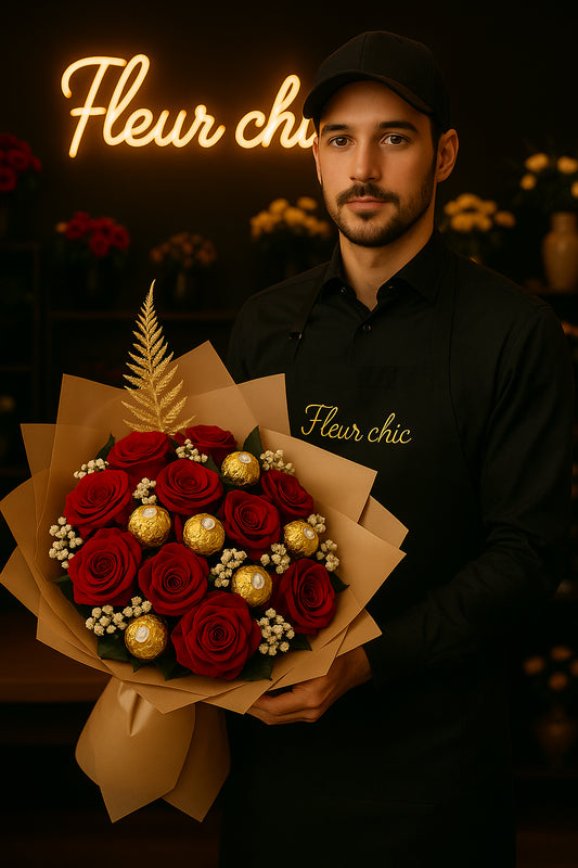 Bouquet amour éternel avec chocolat